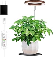 Vista 11 de Luz de cultivo de plantas para plantas de interior, mini luz LED de bambú para cultivo, altura ajustable, temporizador automático con 8/12/16 horas