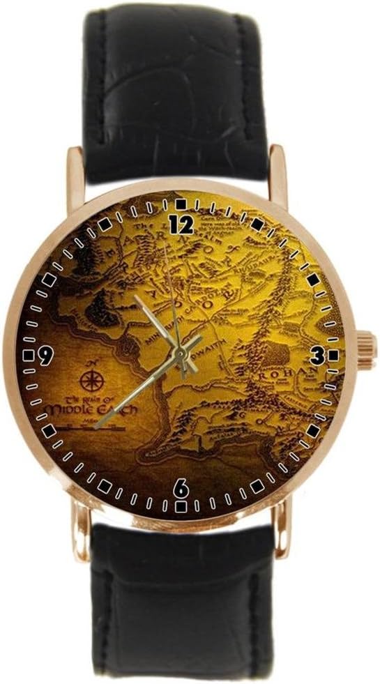 The Lord Of The Rings Maps Custom Fashion Simple Leather Men's Watch Women's