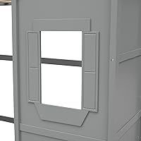 Vista 54 de Cama tipo loft de techo de casa de tamaño matrimonial con escalera, marco de cama de madera que ahorra espacio con barandilla y ventana