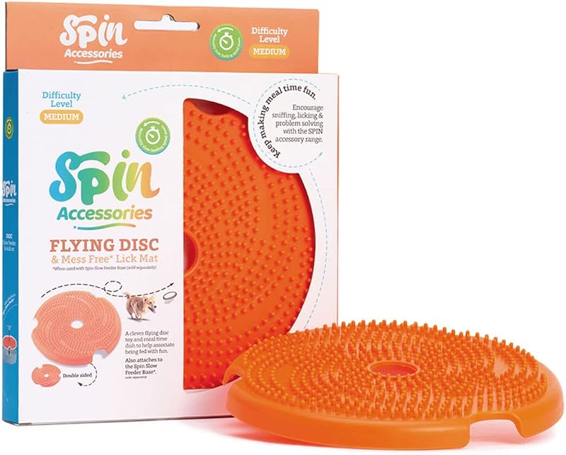 Acessório para Comedouro Lento de Cães PetDreamHouse Spin, Tapete de Lamber Dupla Face, Laranja