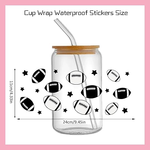 Miniatura 3 de David Angie Adhesivo de transferencia, 9 hojas de tema deportivo impermeable UV DTF Cup Wrap Rub on Transfers Pegatinas Adhesivos, Papel de