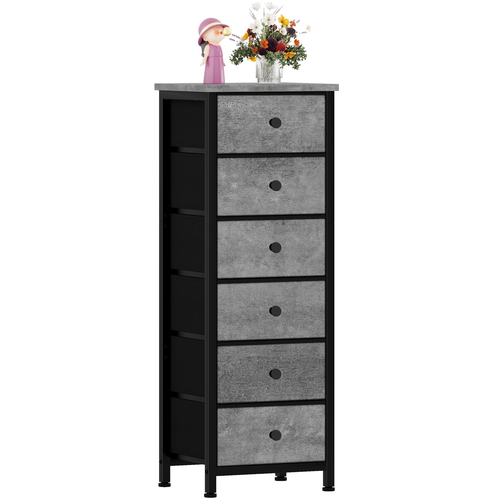 VASICAR Tall Dresser with 6 Drawers, Gray Storage Drawer Units, Storage Tower Units, Fabric Dresser Nightstand for Bedroom, Hallway, Entryway, Closets, Dorm-image-48