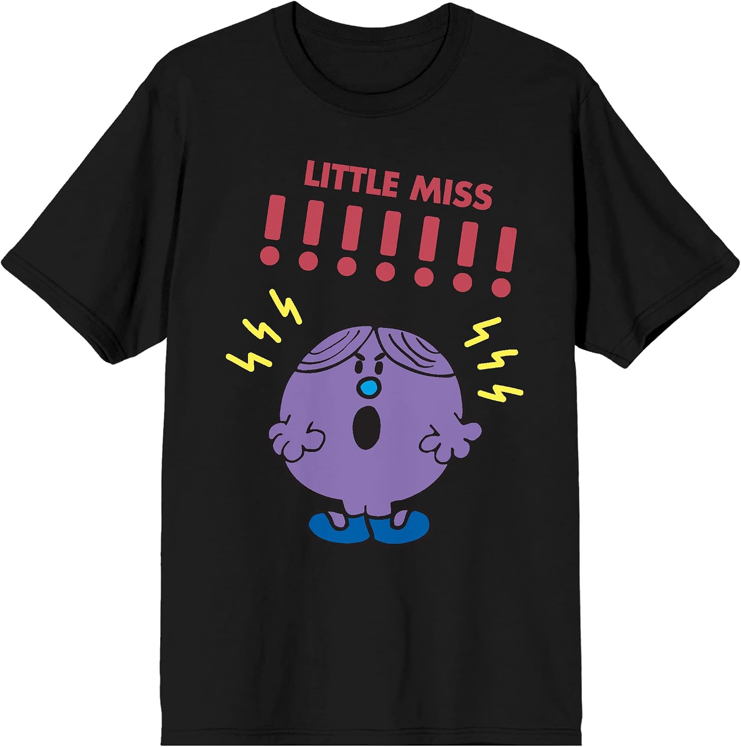 Mr. Men and Little Miss Meme Little Miss !!!!!!! Crew Neck Short Sleeve Women's Black T-Shirt