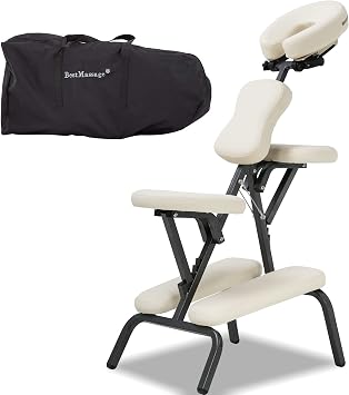 Portable Massage Chair for Tattoo and Spa Foldable Massage Therapy Chair with Adjustable Face Cradle High-Density Cushion Lightweight Design with Carrying Bag Ideal for Salon Use Cream
