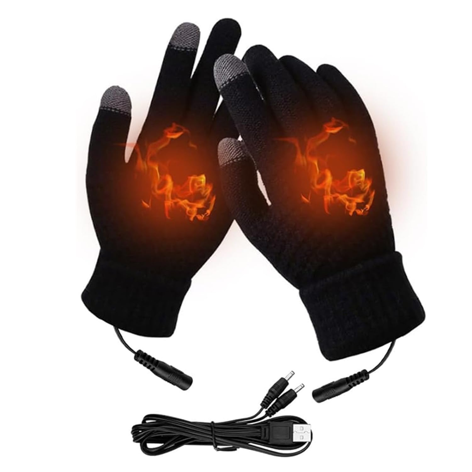 USB Heated Gloves for Men and Women, Screen Touch Electric Heated Gloves Removable & Washable Full Knitted Heated Hand Gloves for Winter Gift
