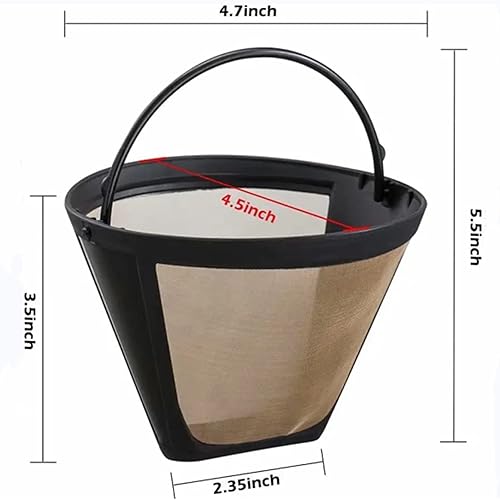 Miniatura 3 de Filtro de café dorado de repuesto reutilizable permanente #4 cono filtro de café compatible con cafetera Cuisinart, paquete de 2