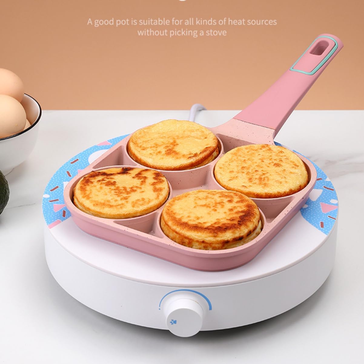 Egg Frying Pan with Nonstick Breakfast Skillet for Cooking Eggs Pancakes and Crepes Aluminium Alloy Mold for Gas and Induction Cooktops