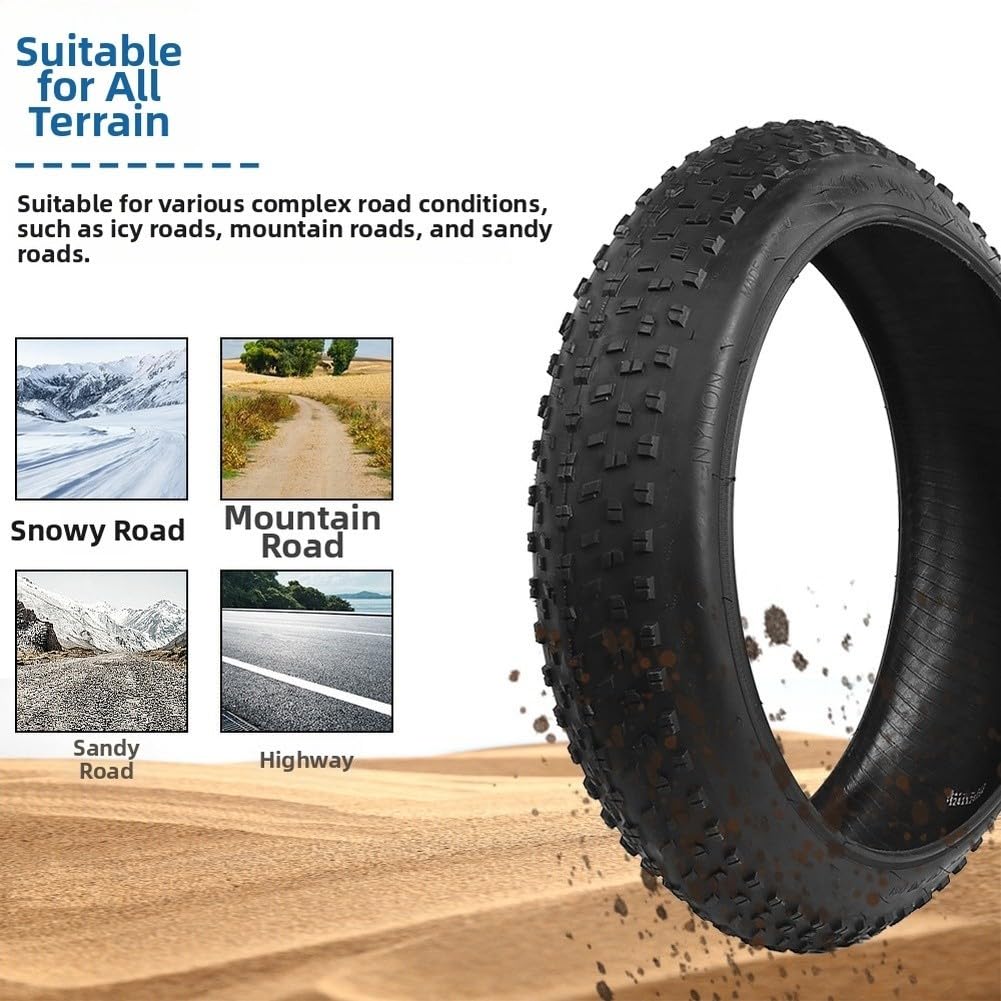 Neumático grueso de bicicleta de 20 x 4.0, cuenta de acero resistente a pinchazos, agarre todo terreno para nieve, arena, playa, montaña, bicicleta eléctrica al aire libre
