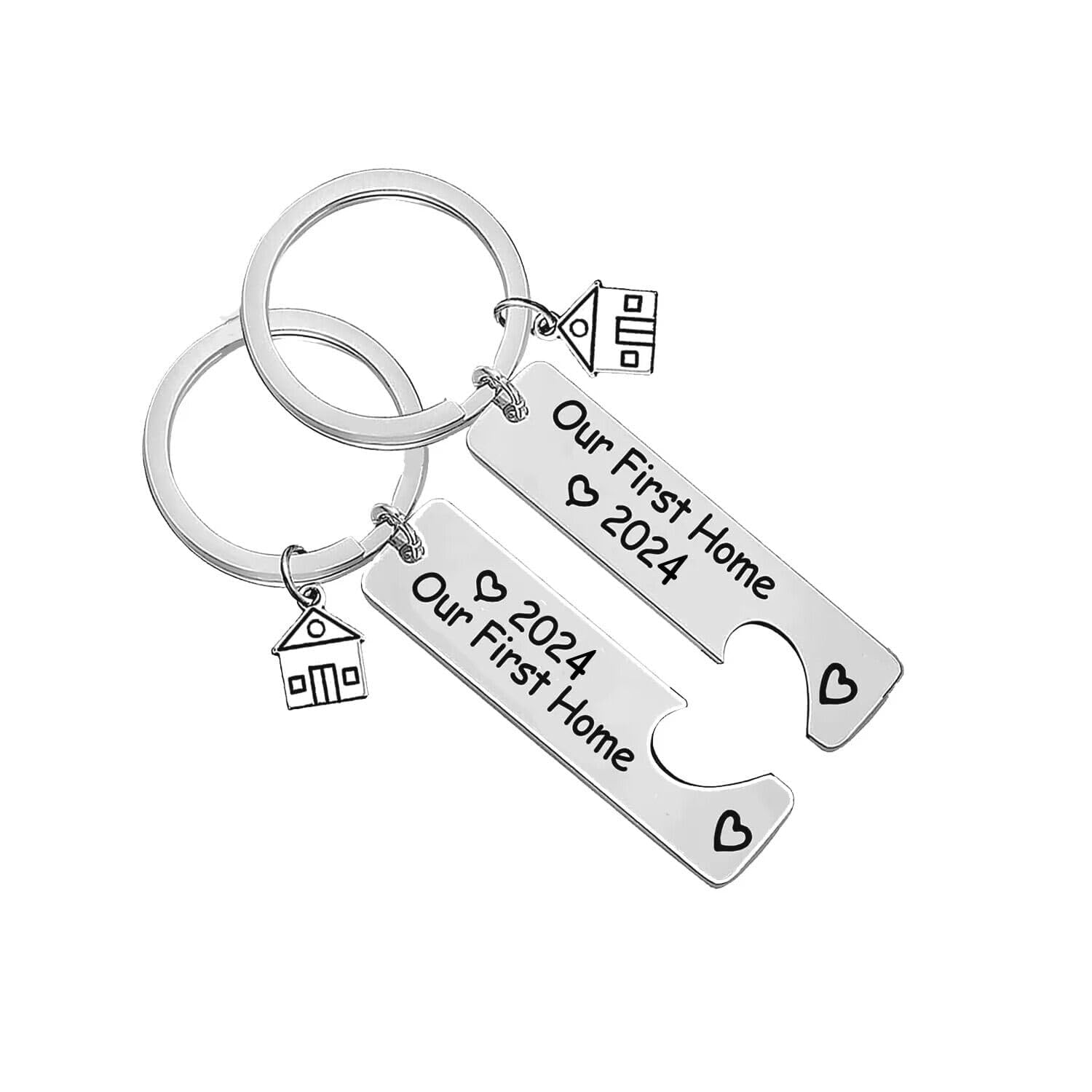 Generic 2 Pcs Home Keychains, 2024 Housewarming Gift New House Decoration Jewelry Key Rings for House Owner Wife Husband Lover Key Ring Adventures