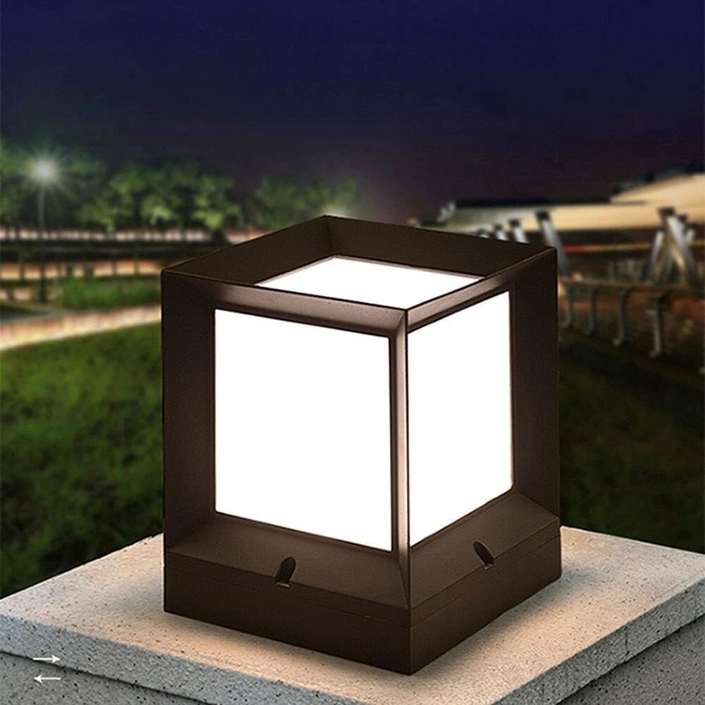 światło Słupka Nowoczesna Zewnętrzna Lampa Słupkowa Wodoodporna Lampa Tarasowa ABS Akrylowa Lampa Ogrodowa Słupkowa Oświetlenie Ogrodowe Na Podwórko Lampy Solarne(26x26x32cm)