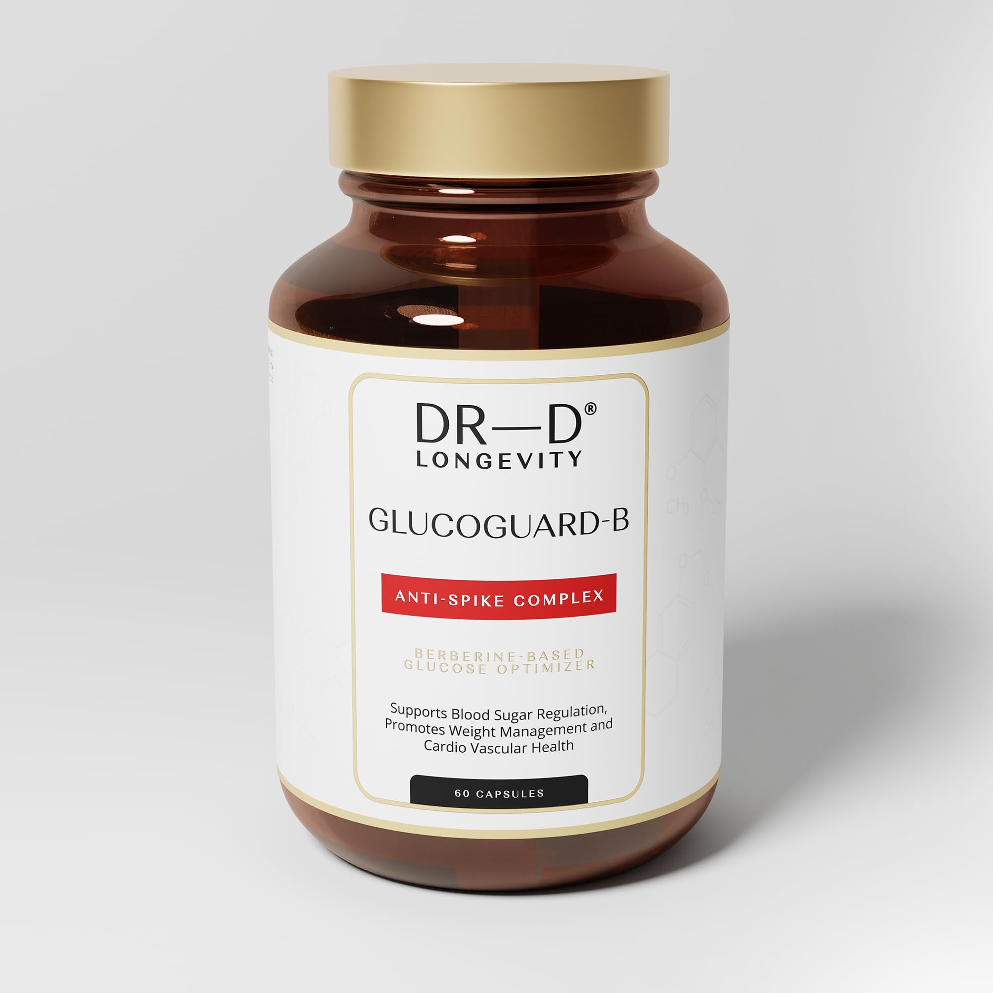 GLUCOGUARD-B von DR-D Longevity - Glukose-Optimierer auf Berberin-HCL-Basis, Hochdosiert, 60 Vegane Kapseln - 30 Tagesdosen