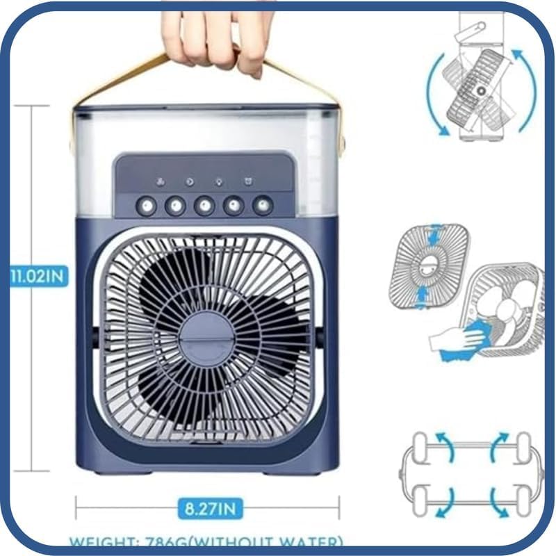 Image of Drumstone 𝟏𝟒-𝐘𝐞𝐚𝐫 𝐖𝐚𝐫𝐫𝐚𝐧𝐭𝐲 -Mini Room Cooler - 5-in-1 Portable Air Cooler with Humidifier, 7-Color LED & Ice Chamber | 3 Fan Speeds, 5 Mist Modes, 600ml Tank | Ideal for Home & Office