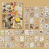 Vintage Washi Stickers Set (50 Sheets) Retro Things Old Fashion Lady Animal Floral Plant Map...
