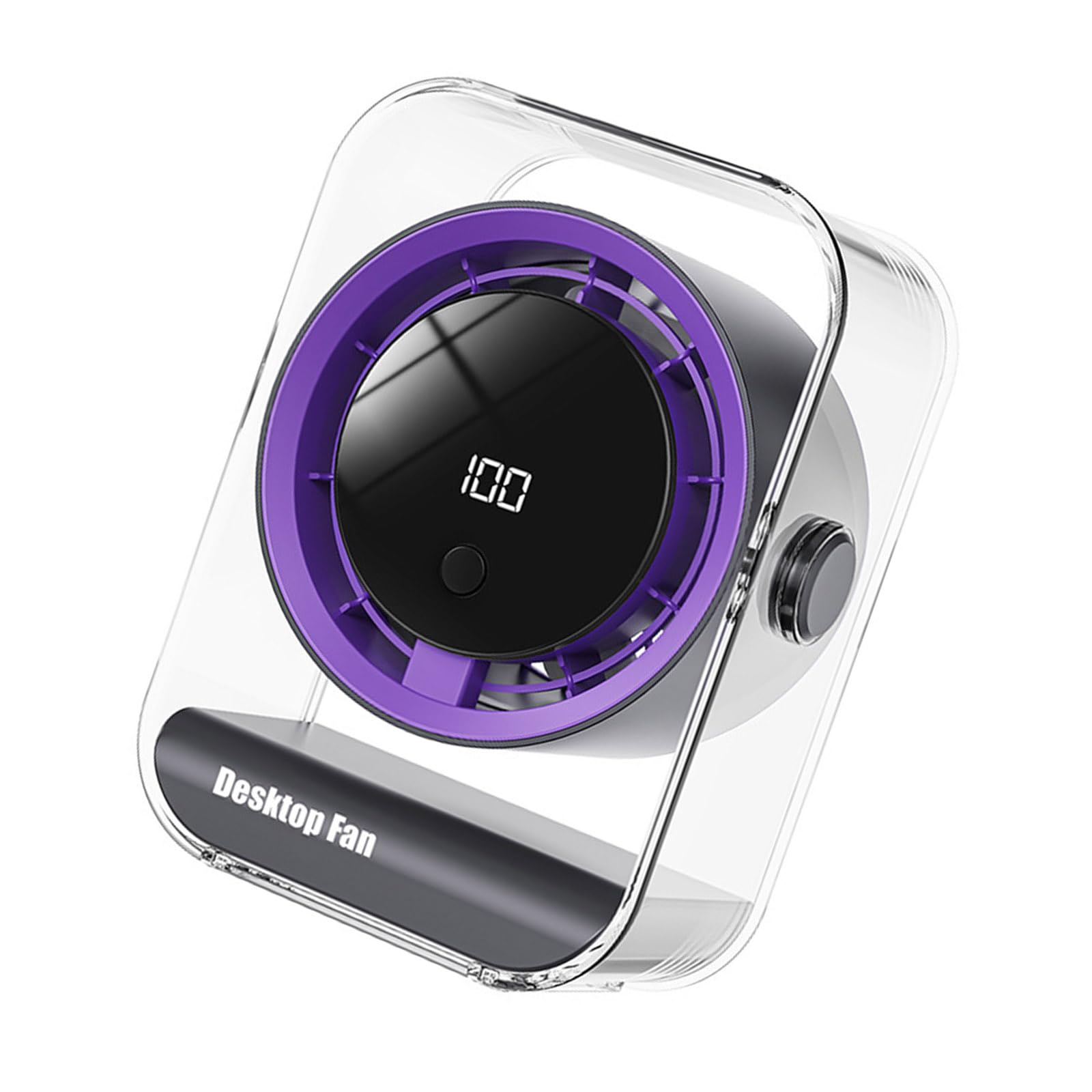 Uqezagpa Lavender Quiet Battery Operated Table Fan With Type C Charging And 100 Levels Wind Control Digital Display Desktop Fan Low