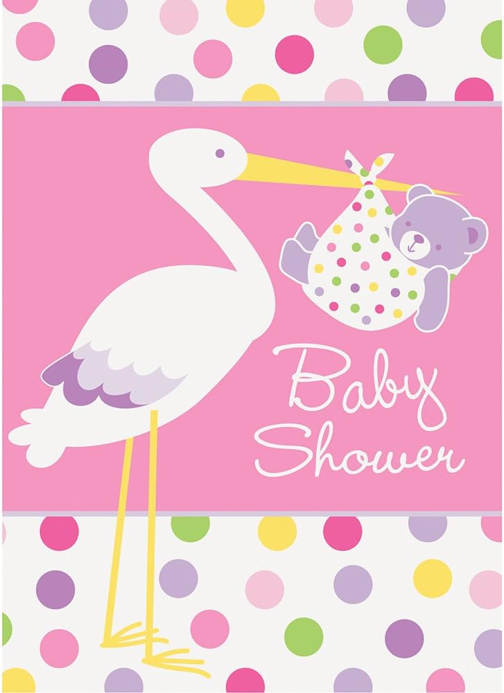 unique party47214 - Stork Girl Baby Shower Invitations, Pack of 8
