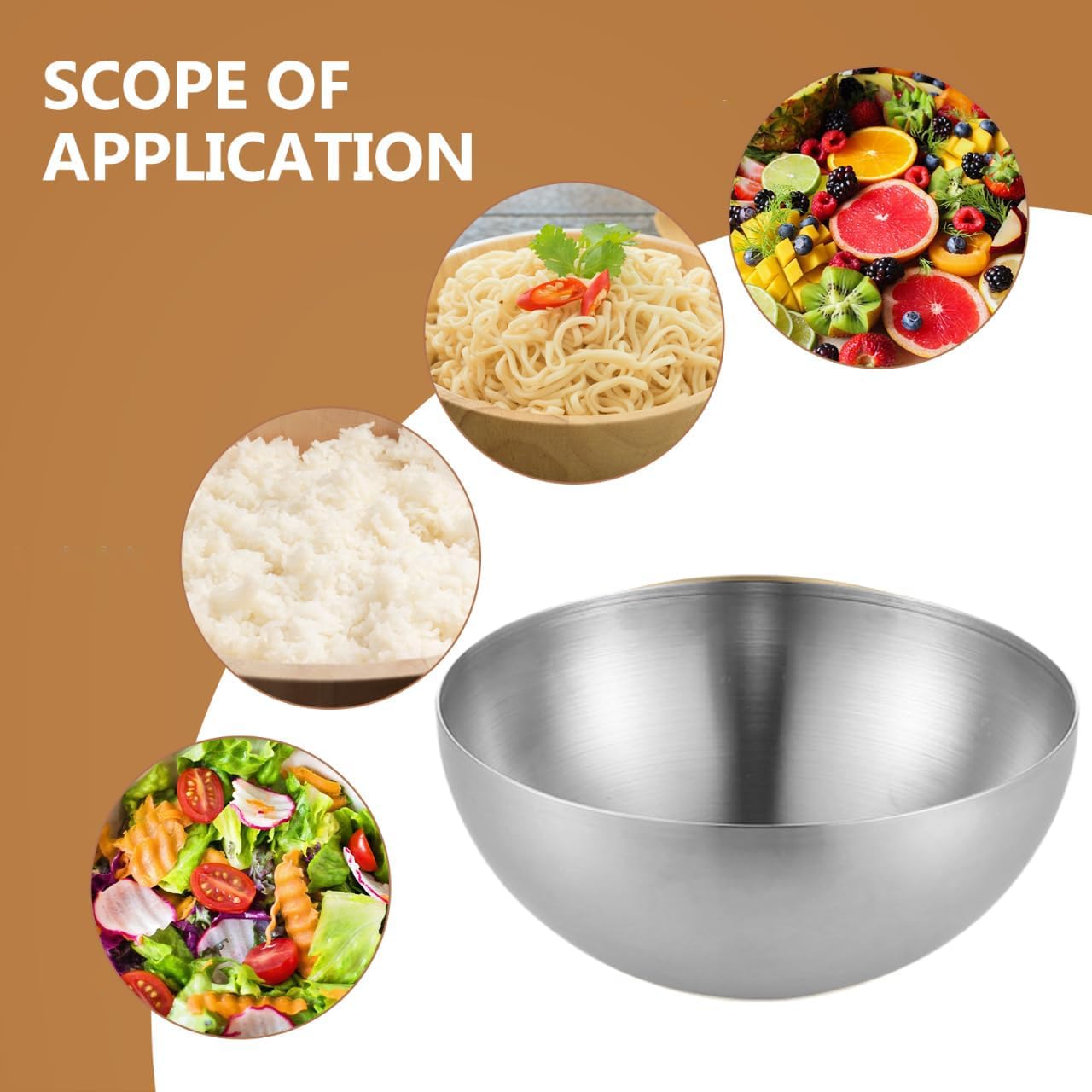 3 ciotole di riso in stile coreano, in acciaio inox coreano, capacità per insalate, pasta, zuppe, riso, frutta (15 cm, 20 cm, 25 cm)