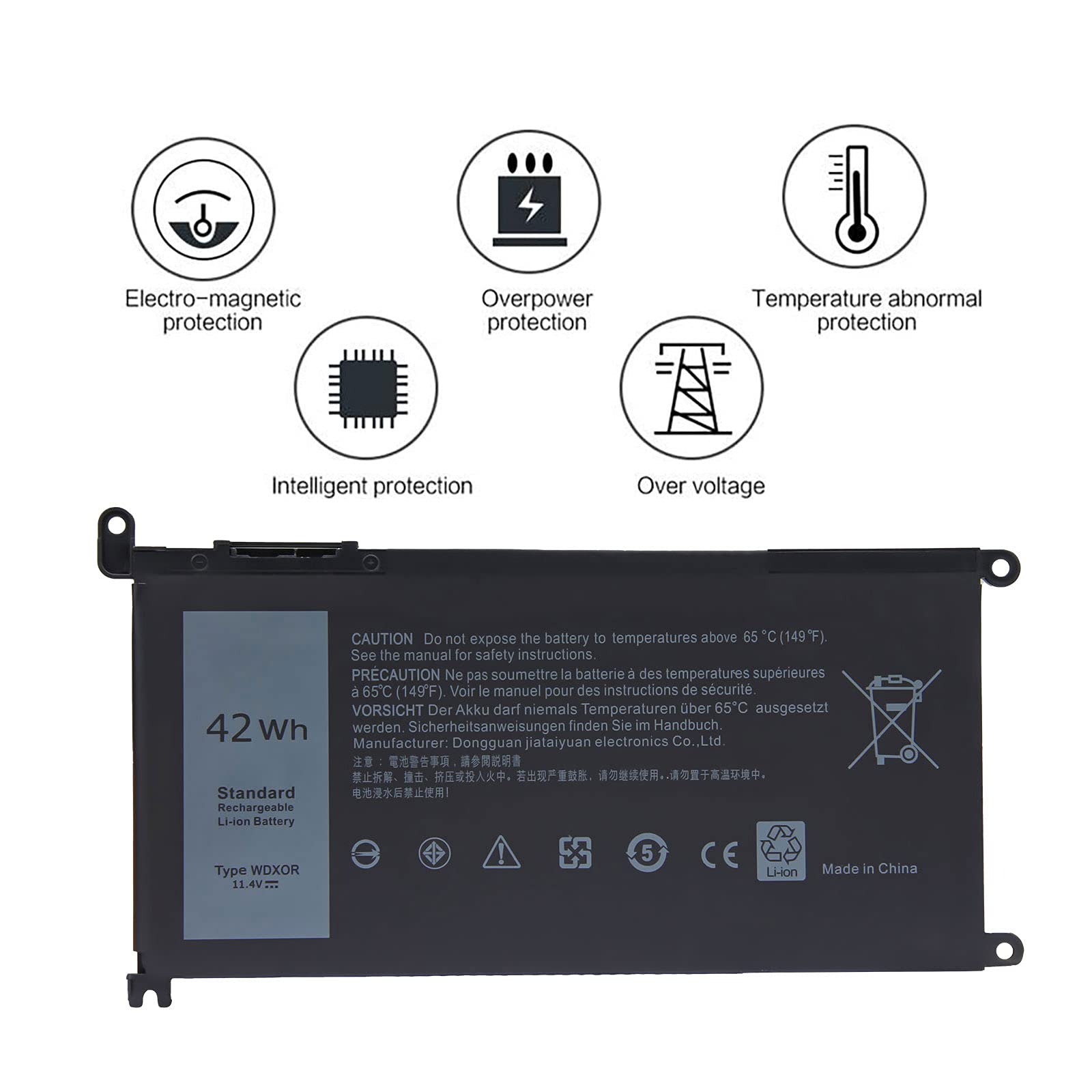 Batteria Per Laptop Dell WDX0R - Compatibile Con Latitude, Inspiron, Vostro, 42Wh