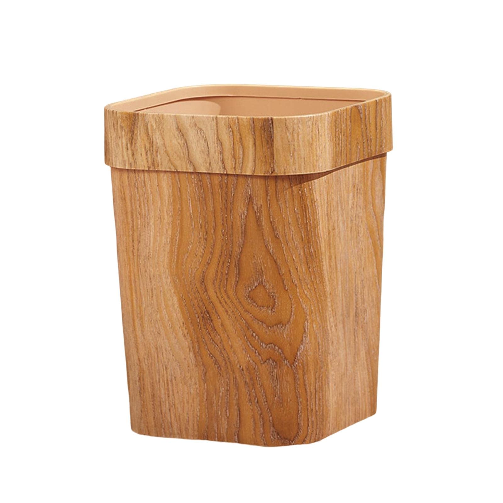 perfk Haushalts-Mülleimer aus Holzmaserung, rutschfest, langlebig, wiederverwendbar, großer Abfalleimer, Müllkorb, Papierkorb für Zimmer, Wohnheim, Garten, EIN