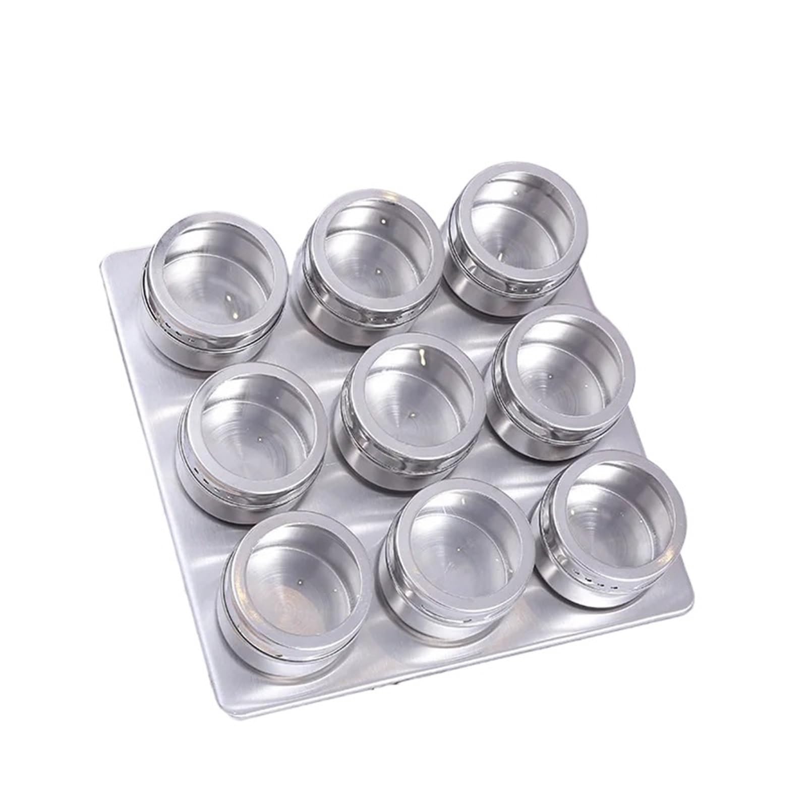 Recipiente para especias de acero inoxidable Juego de barbacoa al aire libre botella especias tarro condimento acero visible magnético(9pcs with base)