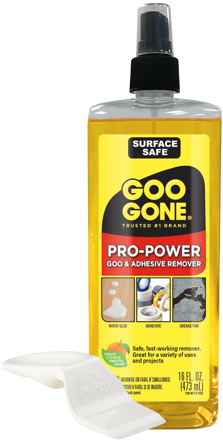 Goo Gone Spray Pro-Power Adhesive Remover with Scraper, Professional Strength, Easily Removes Wood Glue, Grease, Tar, Stickers, Goos, Wet Paint &