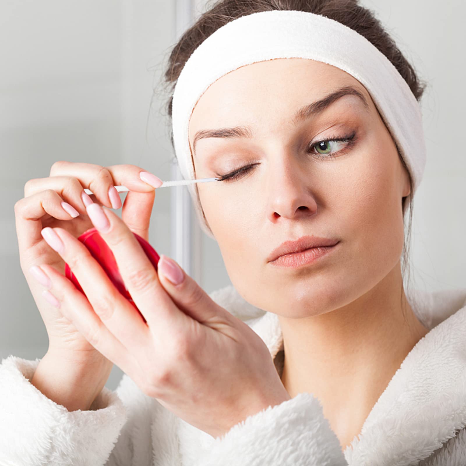 Cepillo de Extensión de Pestañas, Micro Aplicador Mascara, 100 Piezas Herramienta de Injerto (Blanco)
