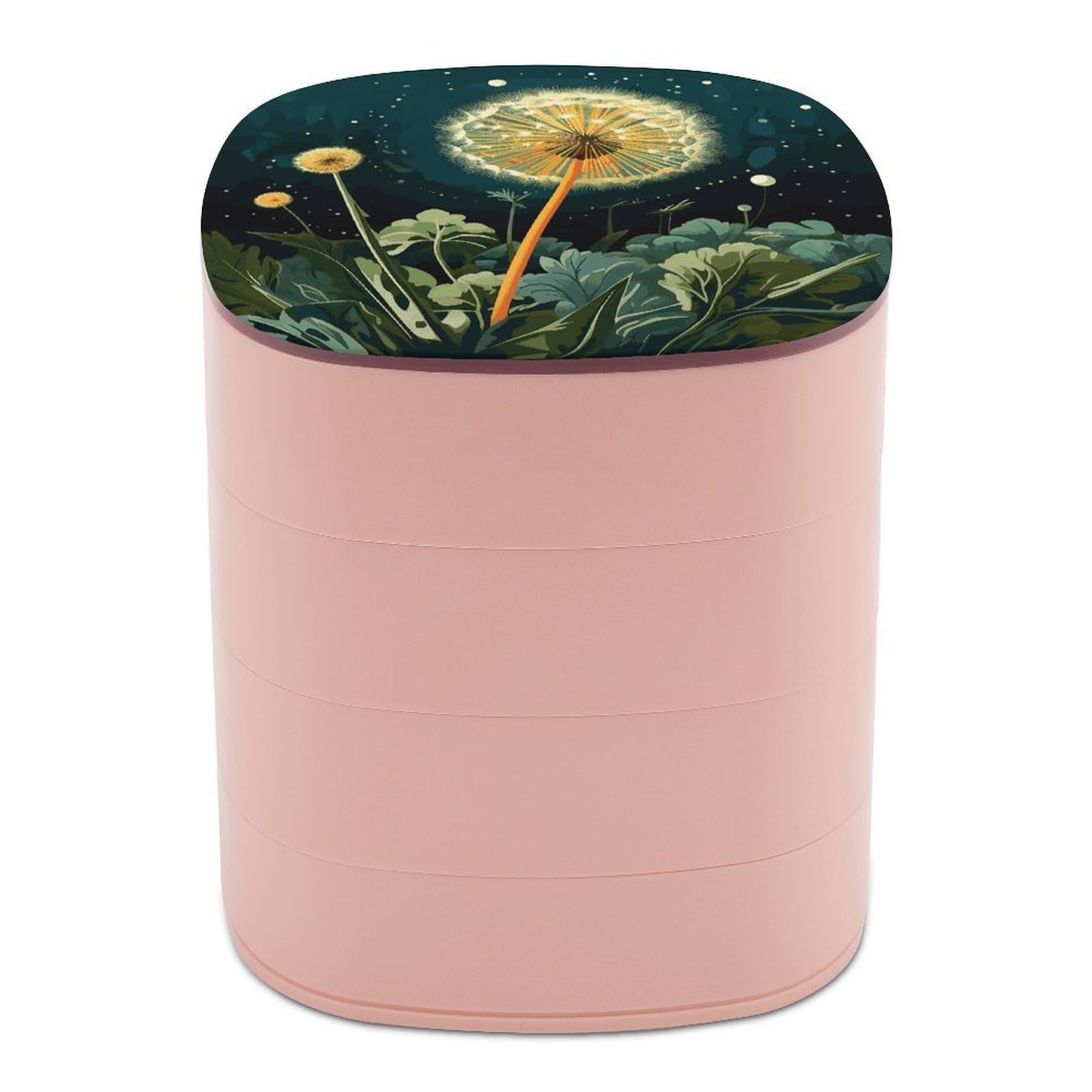 JTREHY Dandelions at Night Jewelry Box 4-Layer Covered Rotating Jewelry Storage Box Large Capacity Storage Boxes Portable Jewelry Case for Bracelets Earrings Necklace