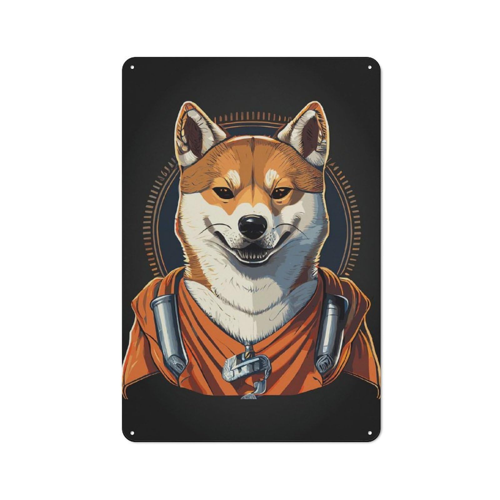 Classic Kitchen Metal Sign 30x20cm Featuring Cool Shiba Inu Portrait, Cafe Wall Decor for Restaurant, Kitchen, Counter Or Breakfast Nook