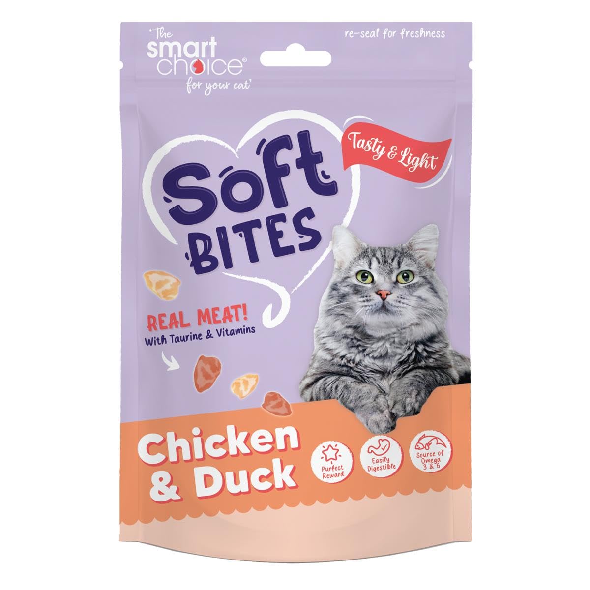 Pack of Soft Treats For Cats - Chicken Duck Pet Kitten Food Snack Meal Easily Digestible Low In Fat Added Vitamins Omega 3 & 6 - Reward Good Behaviour