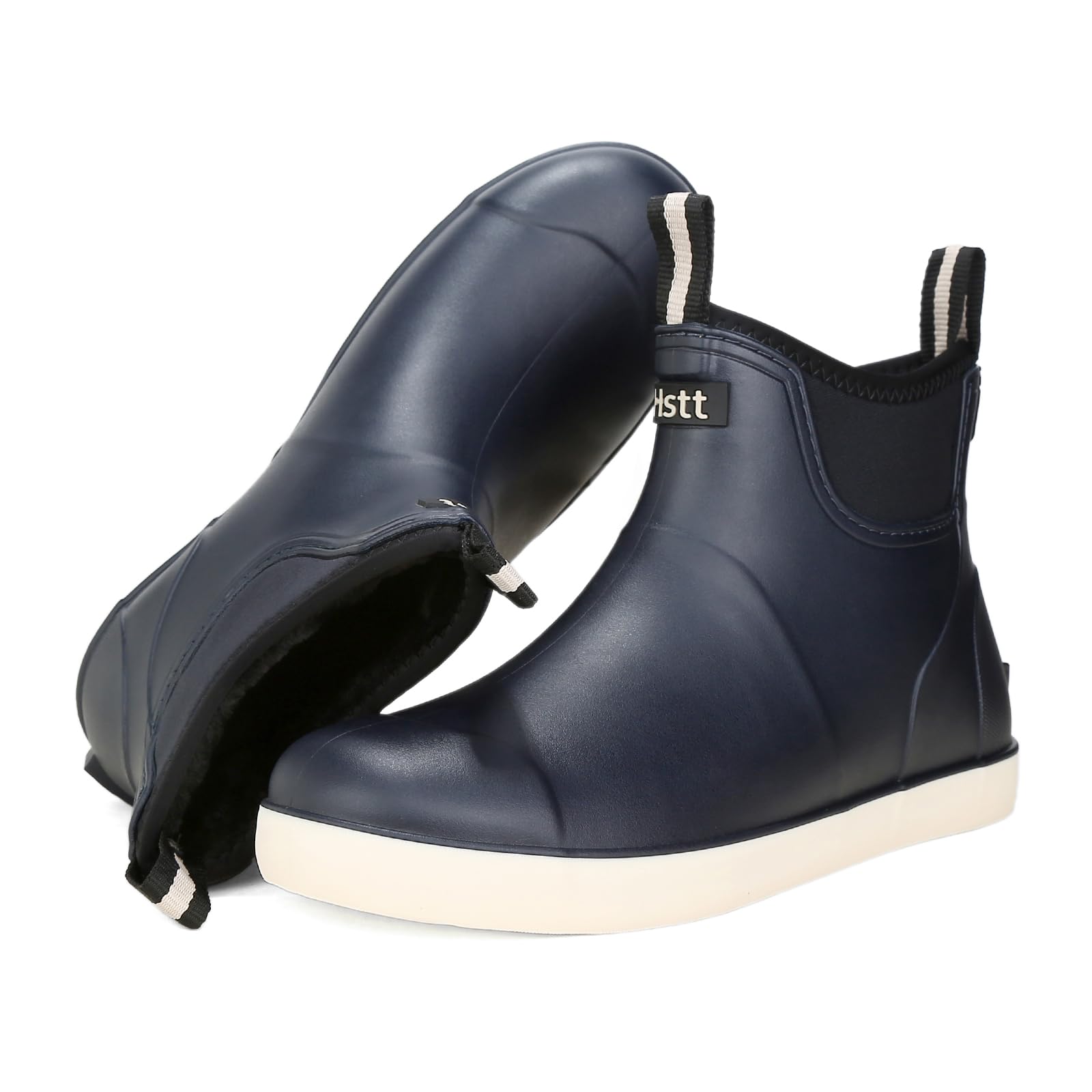 Gummistiefel Herren mit Warm Fell Gefütterte, Winter Bequeme Anti-Rutsch Gummi Halbhoch Winterstiefel Wasserdicht Winterschuhe Schneestiefel, Snow Boots Stiefel Regenschuhe Gummischuhe Arbeitsstiefel