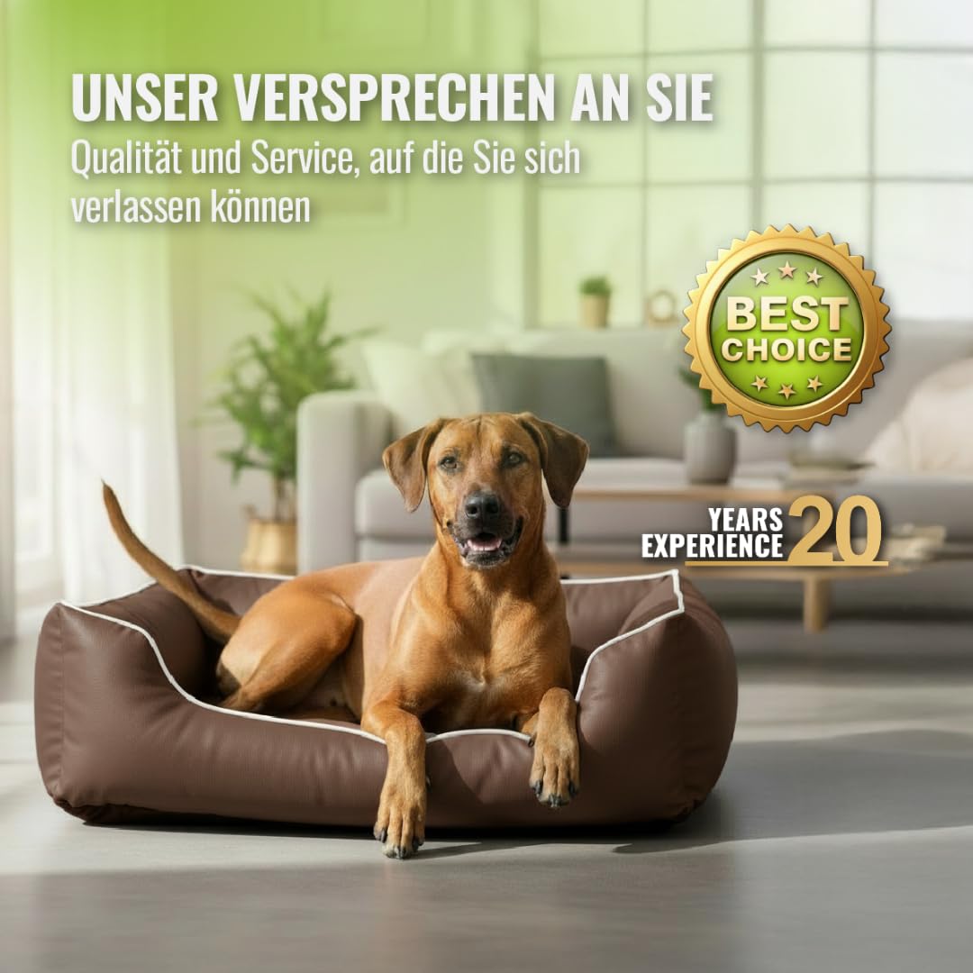Cama para perros CopcoPet Rocco 2 en 1, impermeable y de piel sintética, con colchón de plástico para perros con espuma de copos o espuma viscoelástica ortopédica