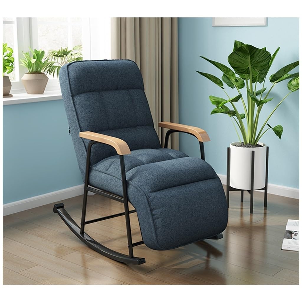 Sillón reclinable de Lactancia, Mecedora tapizada de Mediados de Siglo, sillón con Respaldo Ajustable (Azul B)