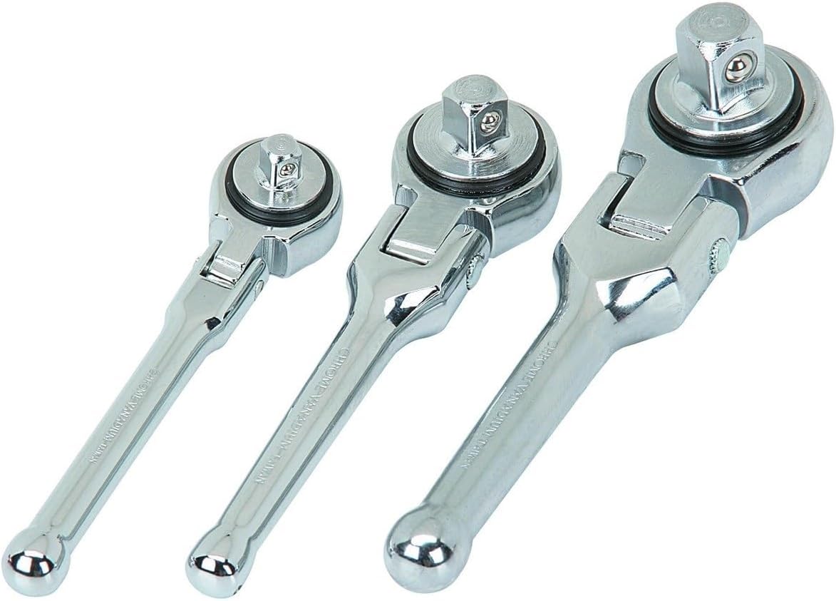 3 Piece Flex Head Stubby Ratchets