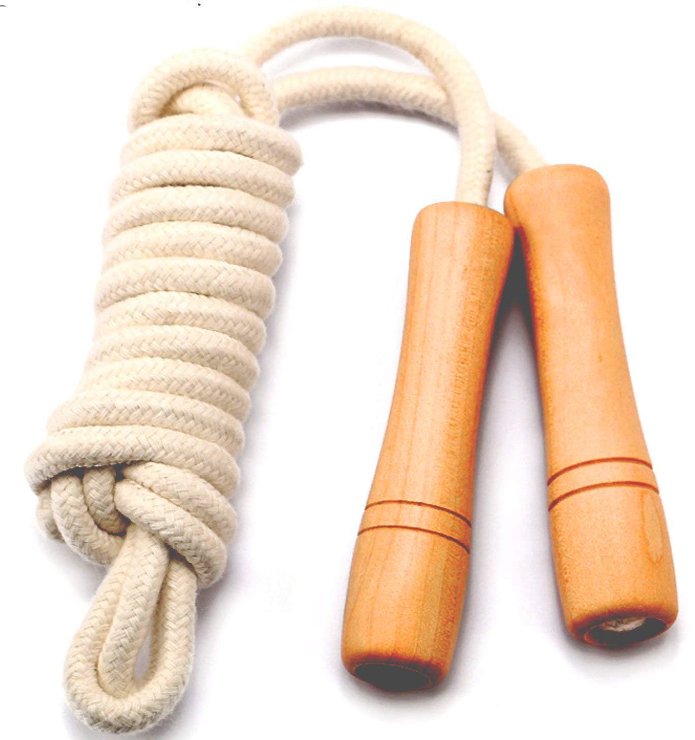 Skipping Rope Wooden for Men, Women & Kids | Adjustable Jump Rope for Cardio, Weight Loss & Home Workout | Brown Wooden Handles with Durable White Rope, Unisex 9 feet (108 inch)-image-37