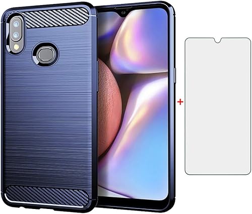 Asuwish Funda compatible con Samsung Galaxy A10s y protector de pantalla de vidrio templado, accesorios de celda, carcasa delgada de silicona