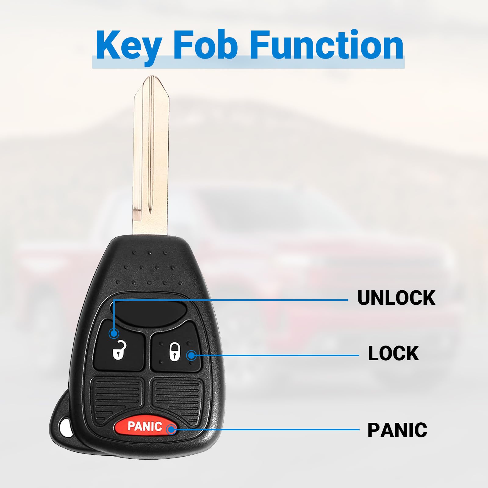Key Fob Keyless Entry Remote Control Compatible With Dodge Charger Durango Magnum Nitro Ram 1500 2500 3500/Jeep Commander Compass Grand Cherokee Patriot Wrangler Replacement For OHT692427AA (3 Button