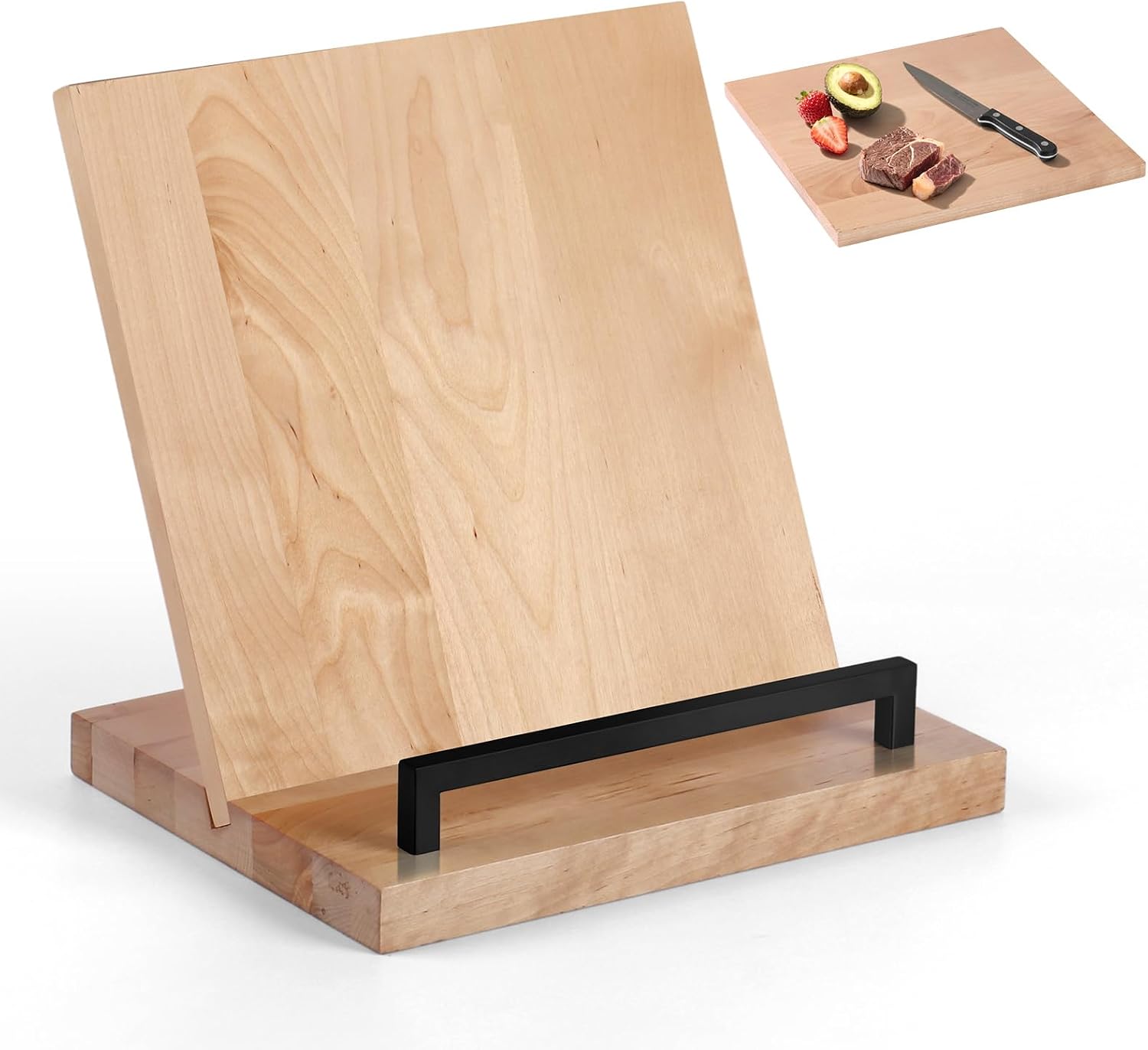Wooden Recipe Book Holder& Kitchen Serving Tray for Kitchen Counter Decor