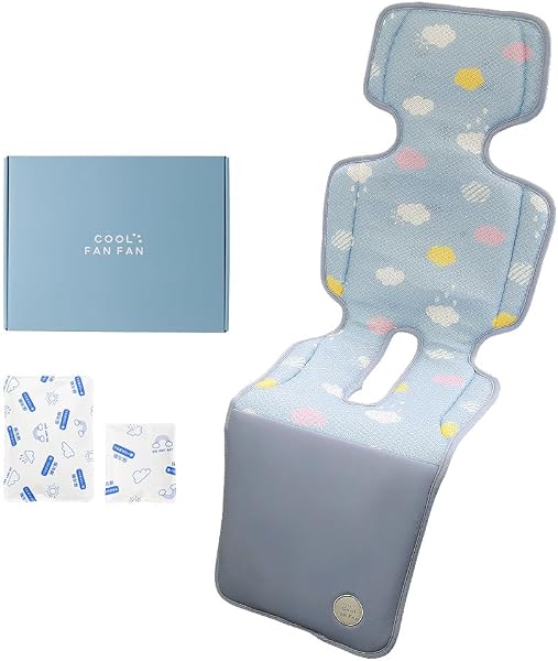 [COOLFANFAN] [クールファンファン] ベビーカーシート 保冷剤ポケット 保冷剤 2個付き ポーチ付き チャイルドシート ひんやり 保冷 冷感 冷却 メッシュ 洗える スターレインボー - 5