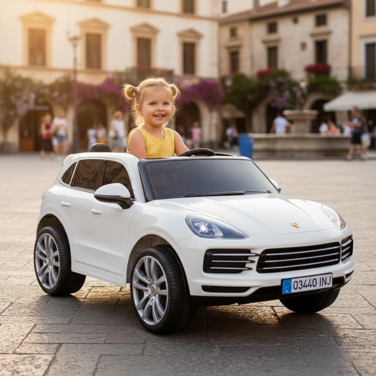 Samochód Elektryczny Dla Dzieci Porsche Cayenne 12V – Auto Na Akumulator z Oficjalną Licencją Porsche, Pilotem Zdalnego Sterowania, Światłami i Dźwiękami – 6 km/h – INJUSA