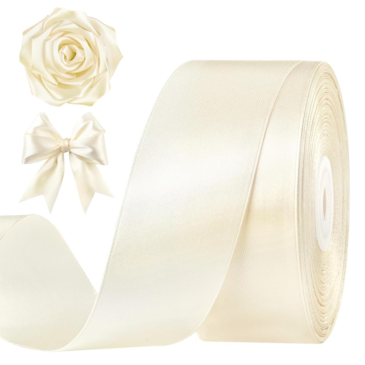 PATPAT® 1Roll 1.57in*147.6ft Beige Satin Ribbons for Gift Wrapping, Multi-Purpose Wide Decorative Satin Ribbon Roll for Parties Decorations, Invitation Card, Gift Wrapping, Craft, Project Work-image-39