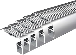 5Pack 1M Anti-Slip Stair LED Aluminum Profile Safety Backlight Step Channel Cover Edge Protector Deck Hard Bar Strip Light, Stair Edge Nosing Trim(Silver)
