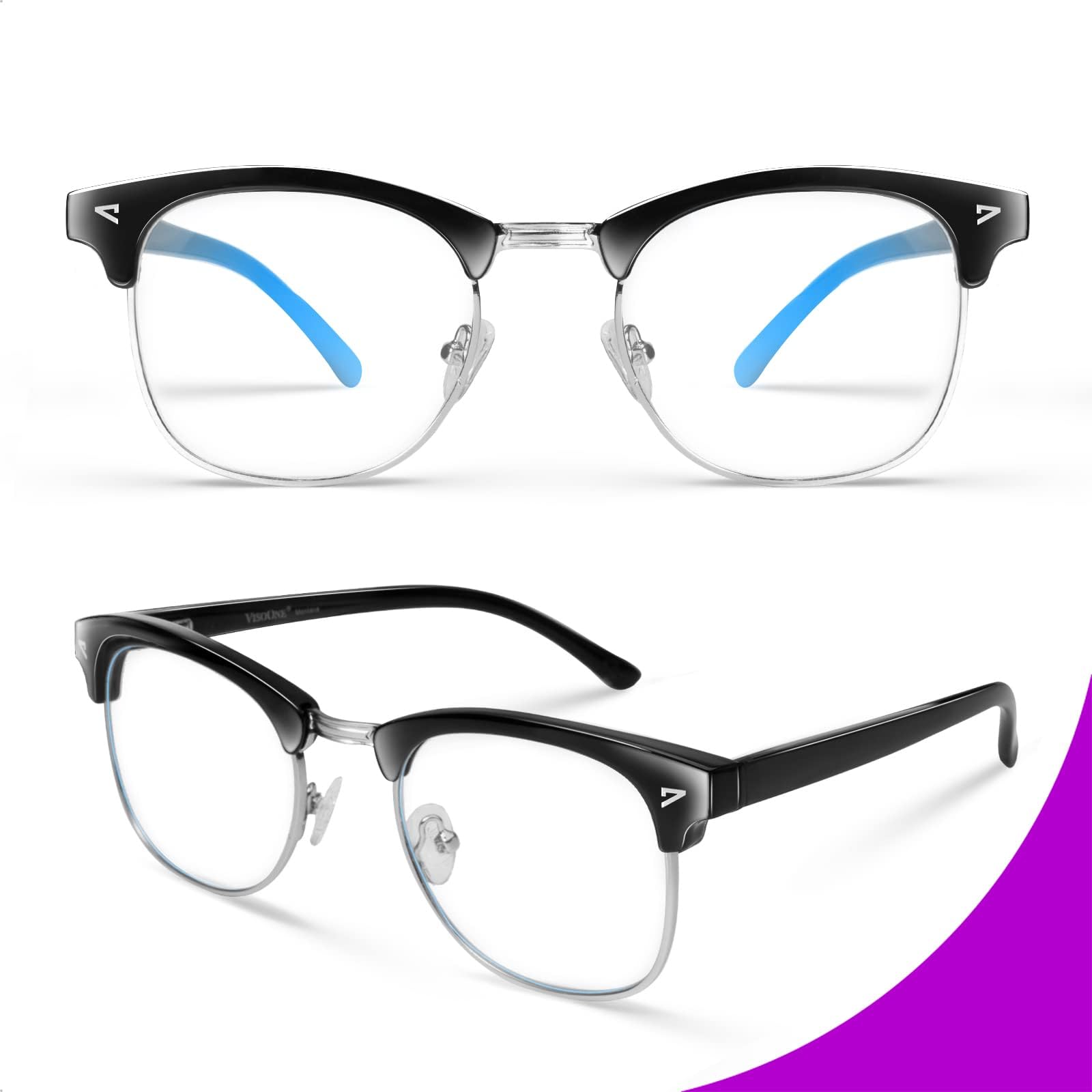 Blaulicht-blockierende Brille mit Anticomputer-Blendung, für Gaming und Lesen, für Damen und Herren, schwarz, Large