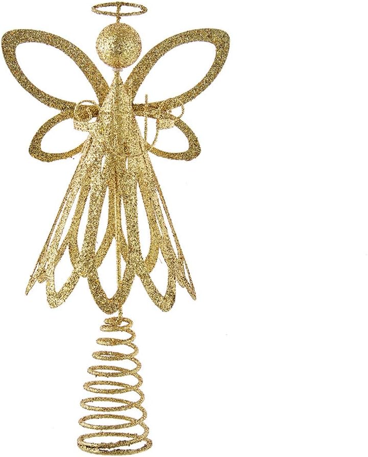 12-Inch Gold Glitter Metal Angel Treetop