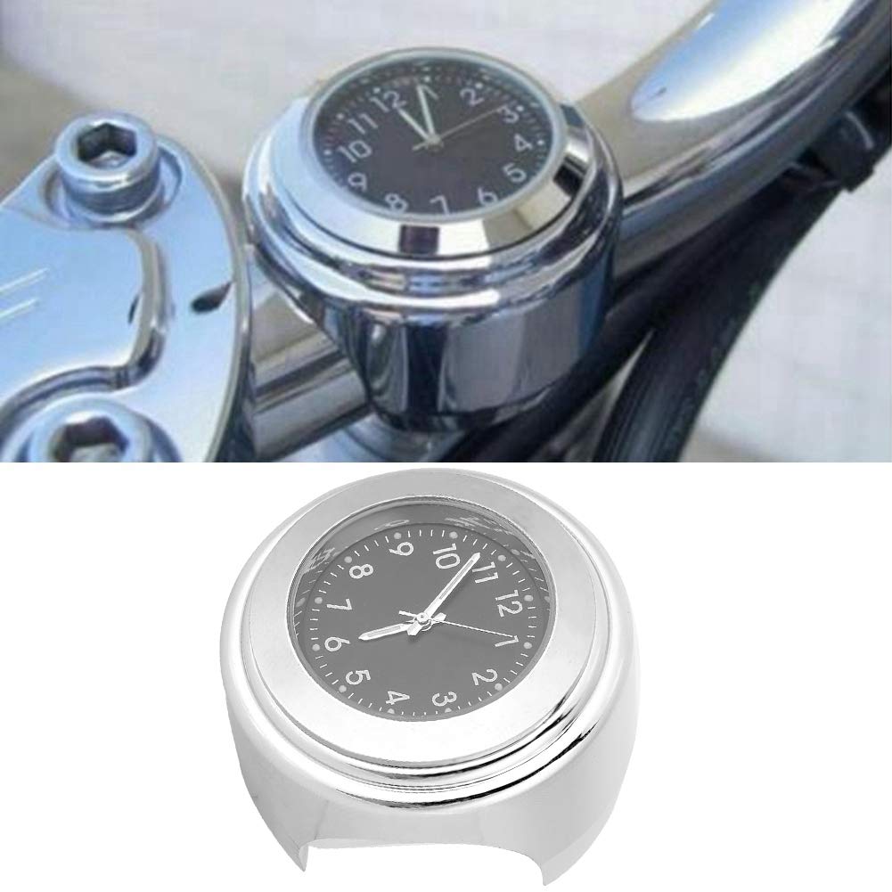22 25mm Uniwersalny Motocykl, Kierownica Zegar Metalowy Zegar Motocyklowy Uchwyt na kierownicę Uchwyt na rękę Bar Dial Zegarek (czarna tarcza) Zegarek (czarny) (Czarny)