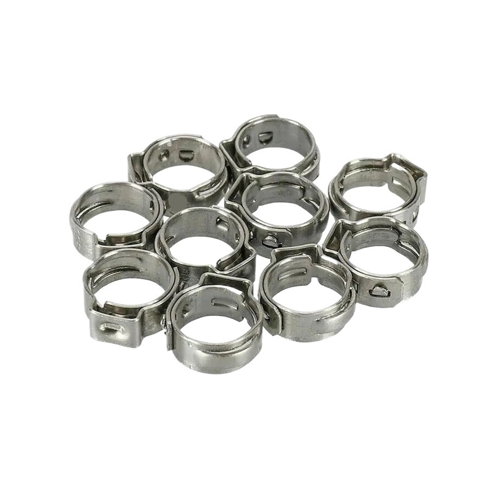 Nodrest 25Pcs 16.2Mm 25Pcs Clamps Single Ear Stepless 6.5-38.1Mm 304 Stainless Steel Hose Cinch Clamp Rings For Sealing Kinds Of