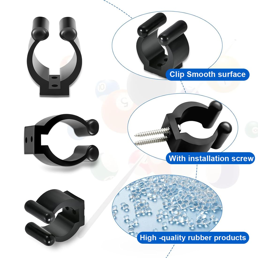 NHQ 10 Piezas Soporte para Tacos de Billar Snooker,Estante para Tacos de Billar Sticks,Taco de Billar de Plástico Clip,para Estantes de Taco de Billar Estantes de Almacenaje de Caña de Pesca