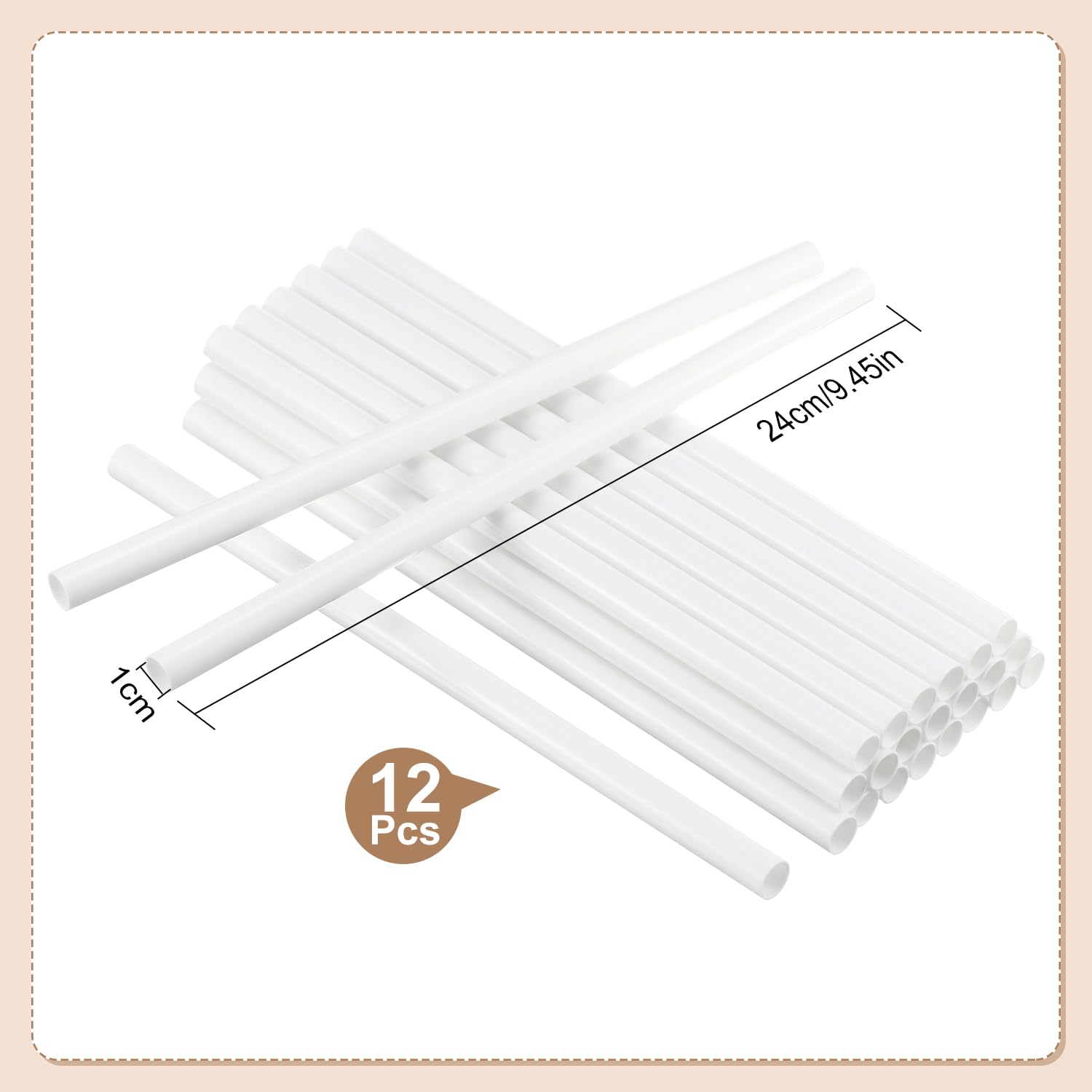 Boao Plastic Cake Dowels Rods for Tiered Hollow Wedding Cake Round Support Rods Straws for Stacking and Supporting (9.5 in Length,White,24 Pcs)