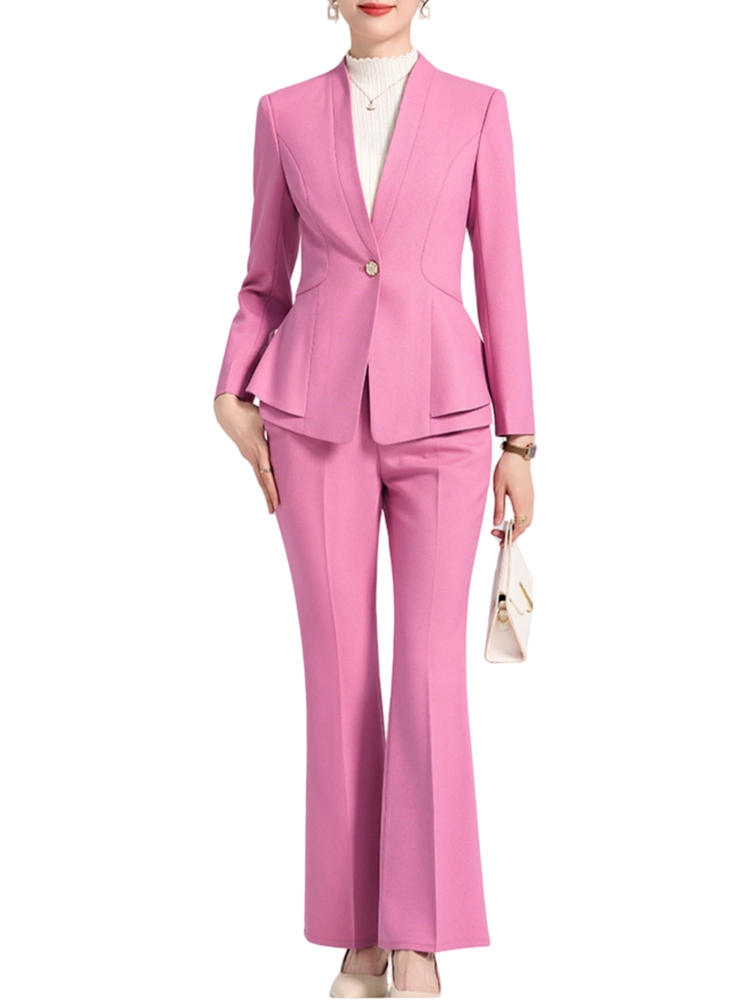 Womens Suits 2 Piece Set Business Office Ladies Female Work Wear Formal Blazer Jacket and Trouser Outfits