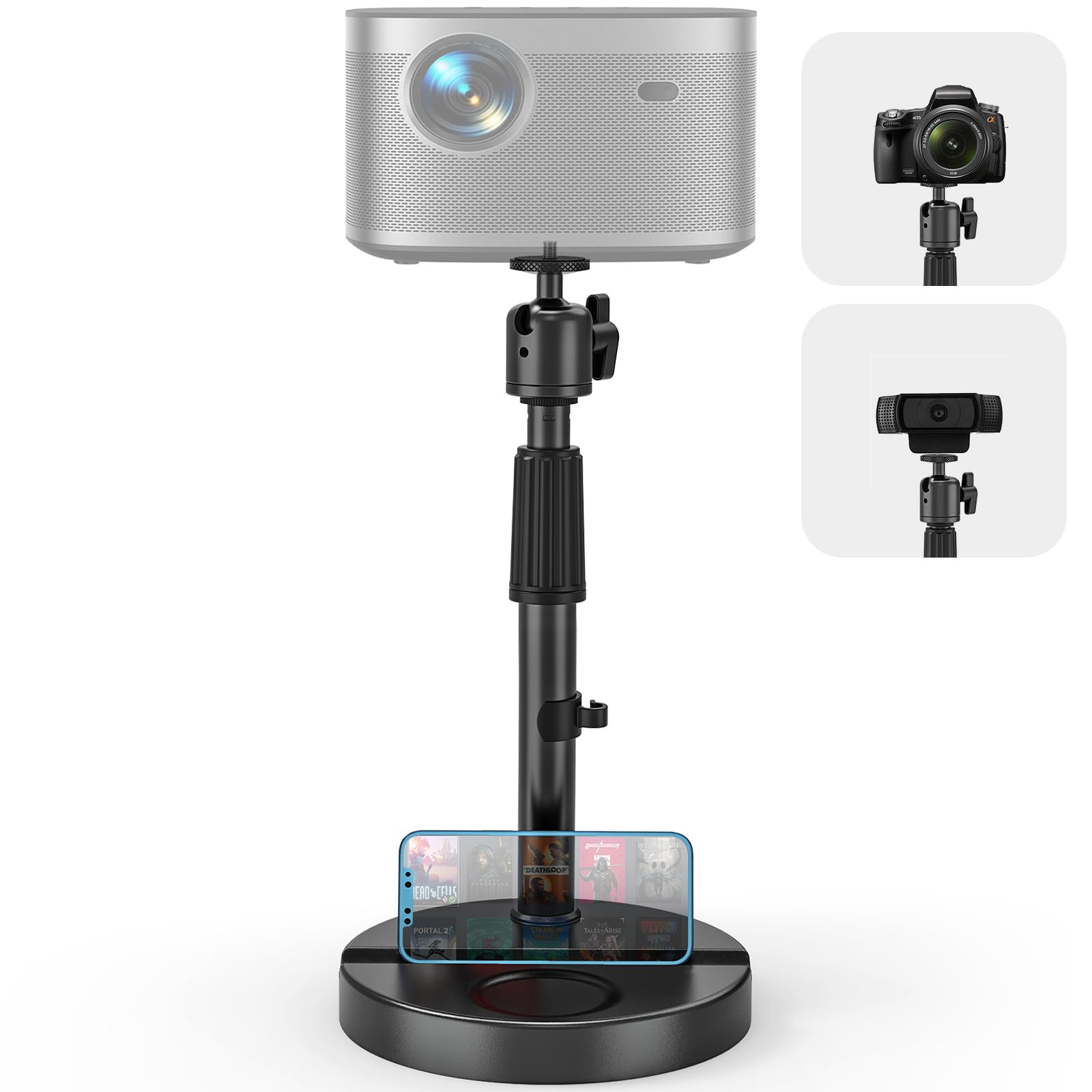 Desktop Projektorhalterung - 360° Drehbarer Beamer Ständer Mit 1/4 Zoll Gewinde