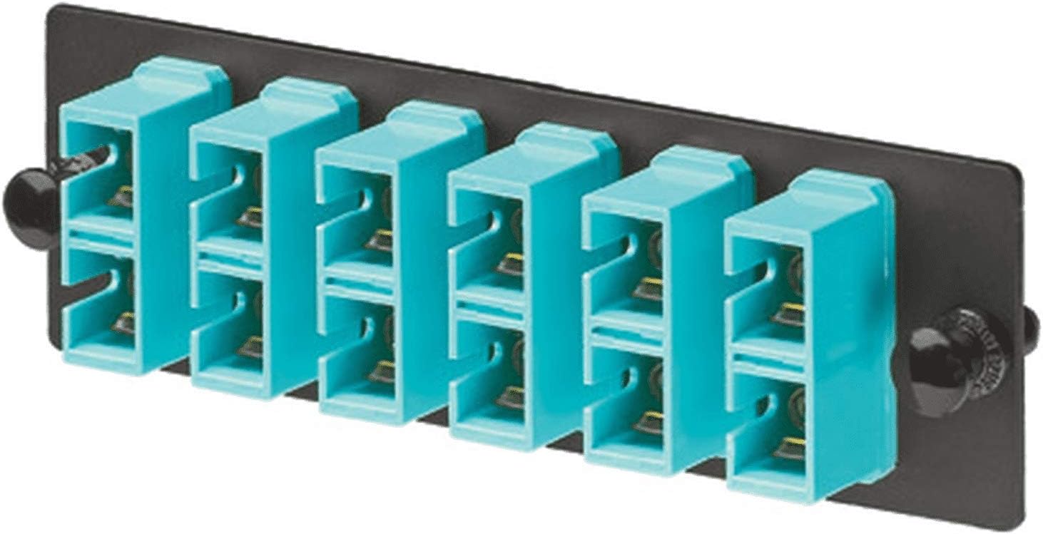 Panduit FAP6WAQDSCZ Multi-Mode 6-Port Fiber Adapter Panel with Zirconia Ceramic Split Sleeve, Aqua