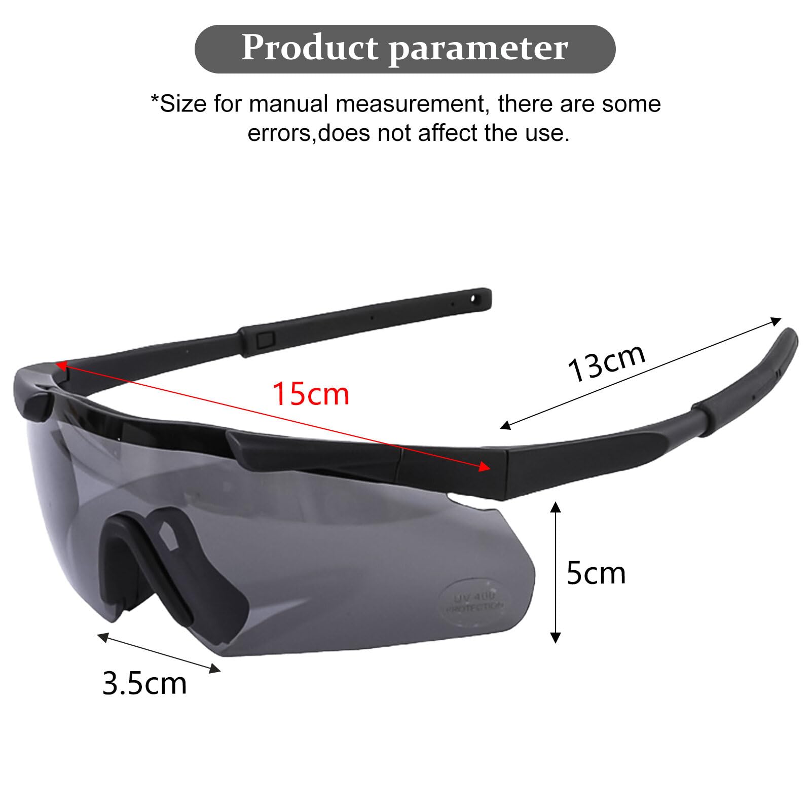 Aicharynic Gafas de tiro con 3 lentes intercambiables, gafas de protección con lentes transparentes antivaho y resistentes a los arañazos, ajustables, resistentes a los golpes, protección láser